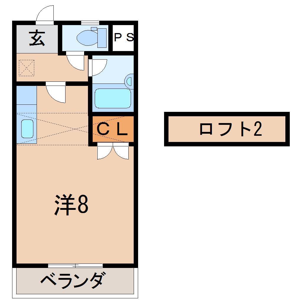 ベルトピア福島6(ワンルーム/2階)の間取り写真