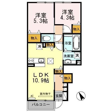 ソフィア(2LDK/1階)の間取り写真