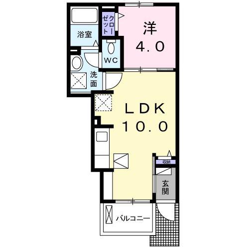 ルナ ヒルズ(1LDK/1階)の間取り写真