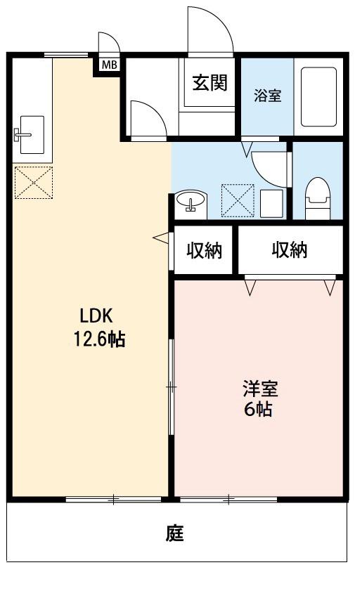 アンジュ岡崎南 I(1LDK/1階)の間取り写真