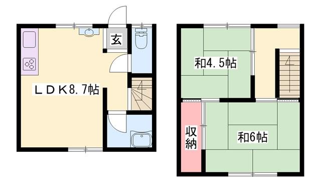 ラパス田園(2LDK/1階)の間取り写真