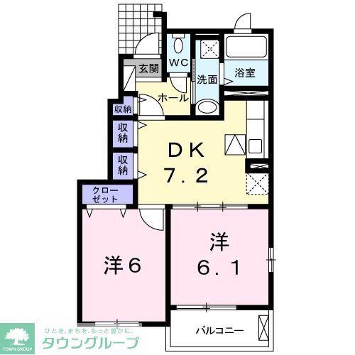 エレガントヒルズ(2DK/1階)の間取り写真
