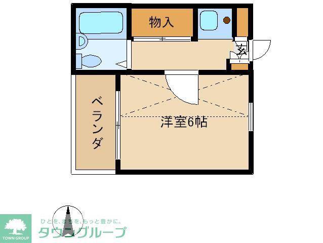 レッズ北越谷(1K/2階)の間取り写真