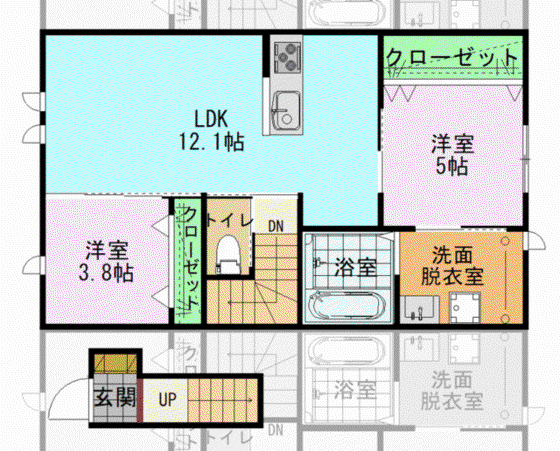 リヴァージュ高浜(2LDK/2階)の間取り写真