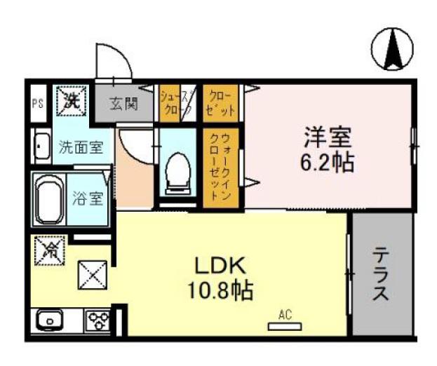 グランドール清水(1LDK/1階)の間取り写真