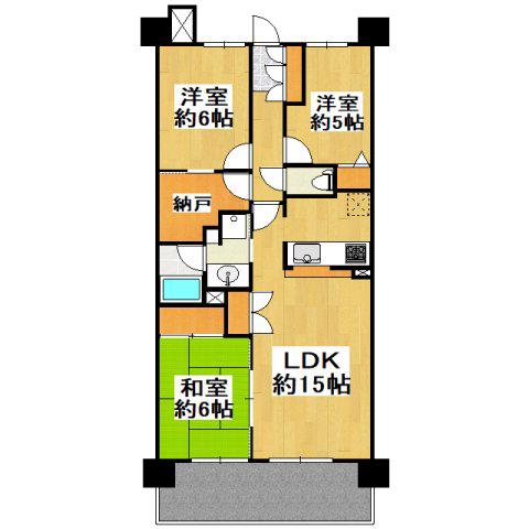 グランプラーザ新越谷(3LDK/2階)の間取り写真