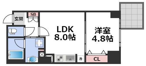 RISING MAISON 本町橋(1LDK/5階)の間取り写真