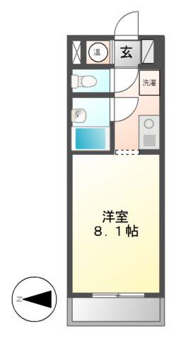 第7フクマルビル(1K/2階)の間取り写真
