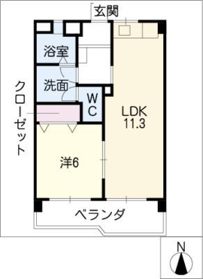 メゾン野並(1LDK/5階)の間取り写真