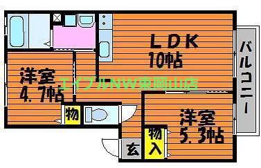 レトア桜が丘II(2LDK/1階)の間取り写真