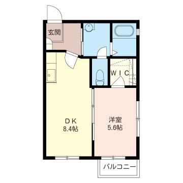 セゾンリバー(1LDK/2階)の間取り写真