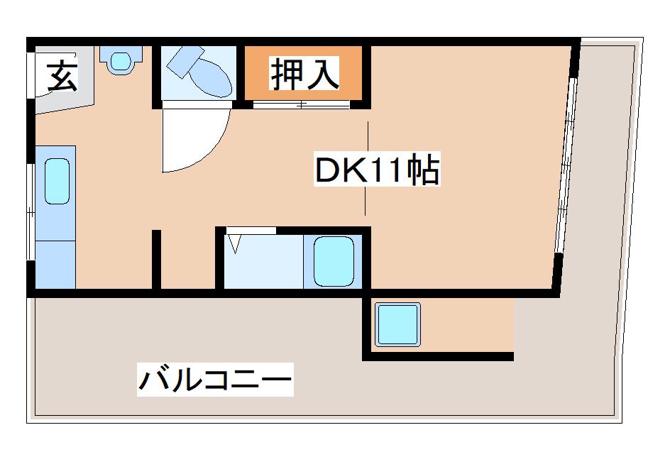 東須磨八木マンション(1DK/3階)の間取り写真