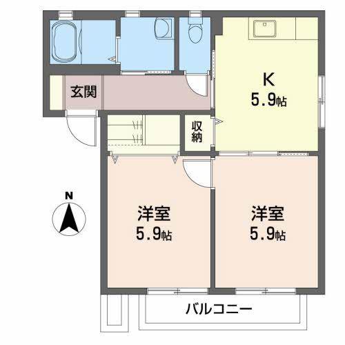 グリーンジュピターA(2K/2階)の間取り写真