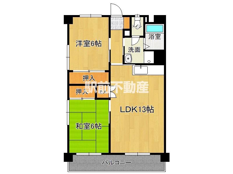 ルーセント室見(2LDK/3階)の間取り写真