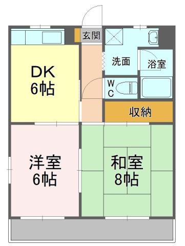 中央ハイツ(2DK/2階)の間取り写真