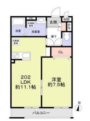 ブライトンテラス荻窪(1LDK/2階)の間取り写真