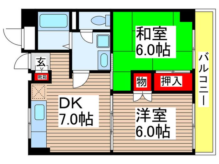 ハイツエスポワール(2DK/2階)の間取り写真