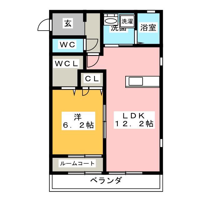 ハーフセブン岩渕(1LDK/2階)の間取り写真
