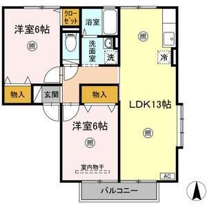 カーサ羽黒B(2LDK/2階)の間取り写真