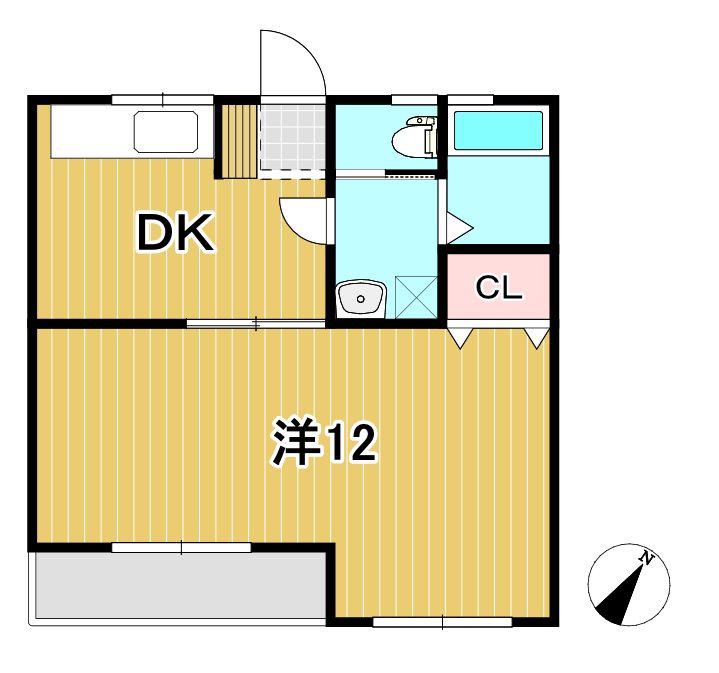 小川ハイツ(1DK/1階)の間取り写真