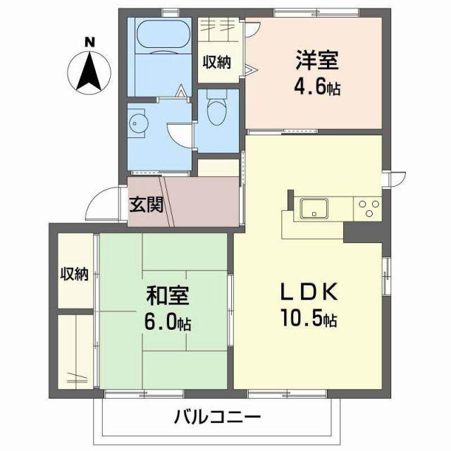フラワーガーデン(2LDK/2階)の間取り写真