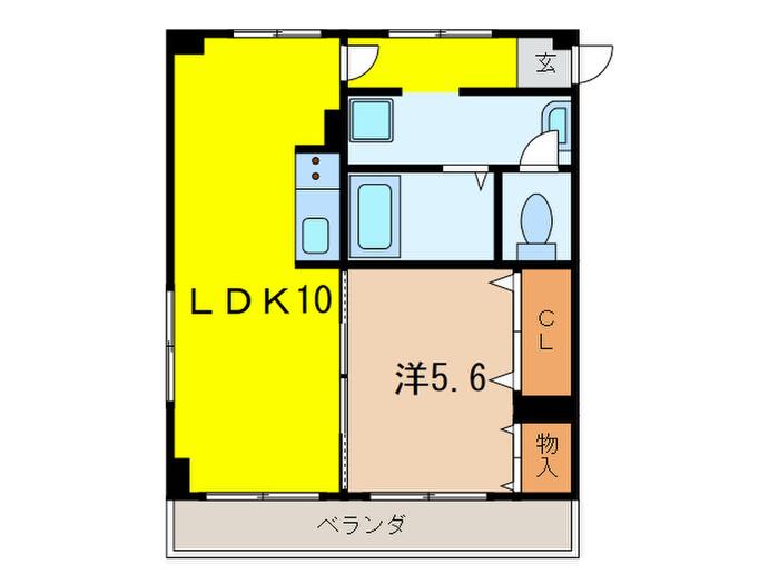 菊地ビル(1LDK/2階)の間取り写真