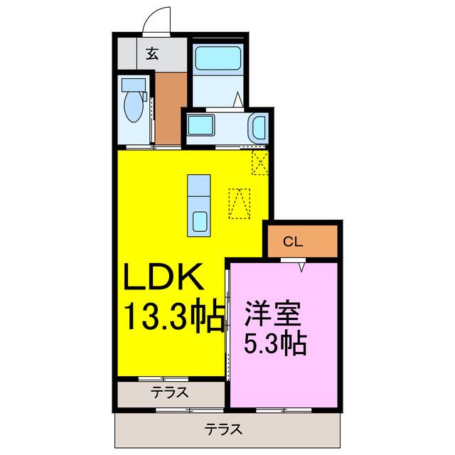 サン・クレイン(1LDK/1階)の間取り写真
