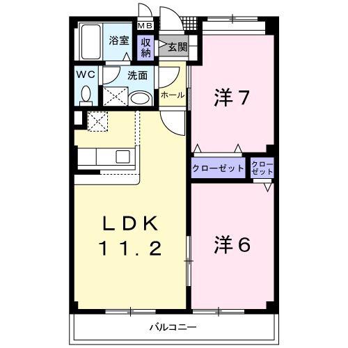 グリーンハイムT(2LDK/2階)の間取り写真