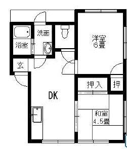 コーポ吉富(2DK/2階)の間取り写真