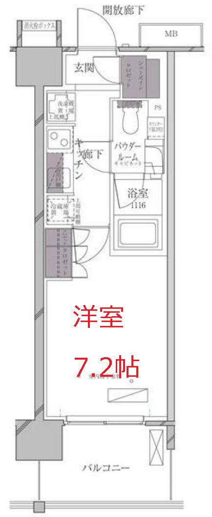 A-STANDARD芝浦(1K/3階)の間取り写真
