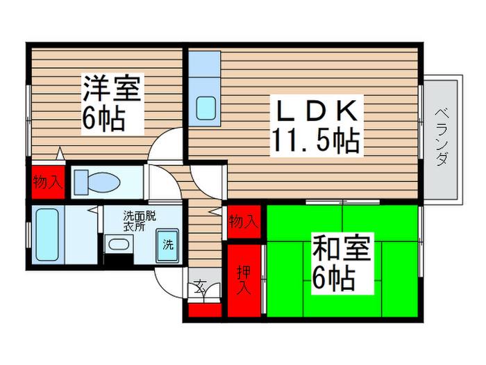 北総GRACE(2LDK/2階)の間取り写真