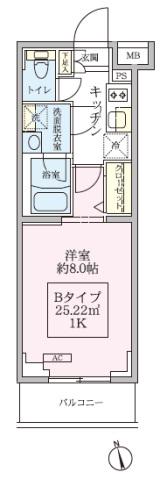 アイルグランデ川口(1K/1階)の間取り写真