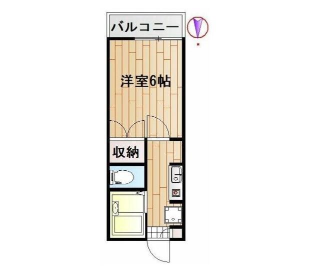 プリムローズ(1K/1階)の間取り写真