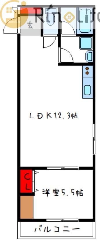 駅前つばきハイツ(1LDK/1階)の間取り写真