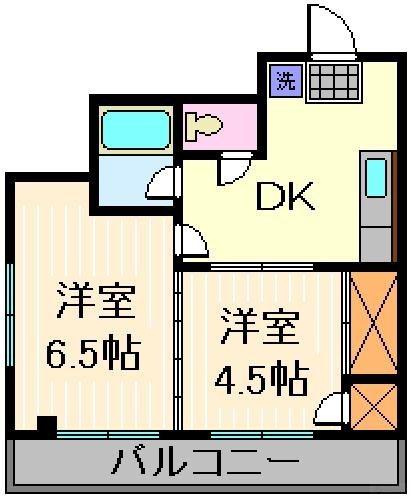 ユニバーサルマンションI(2DK/3階)の間取り写真