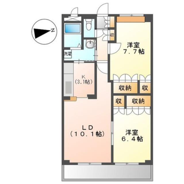 サウス23(2LDK/3階)の間取り写真