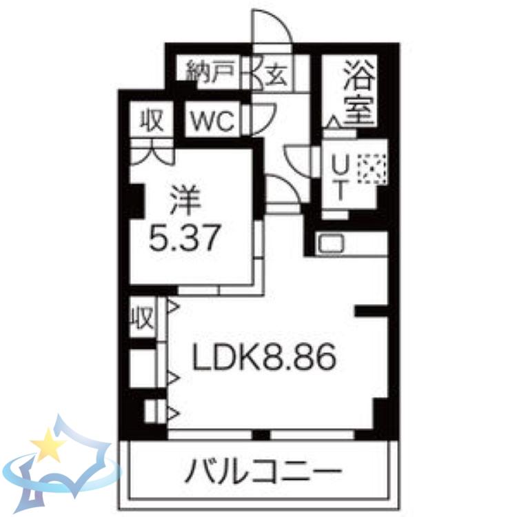 レジデンスカープ札幌(1LDK/17階)の間取り写真