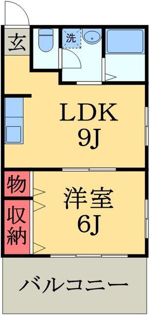 サンパレス平塚Ⅲ(1LDK/2階)の間取り写真