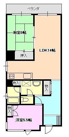 カンノインビル(2LDK/4階)の間取り写真