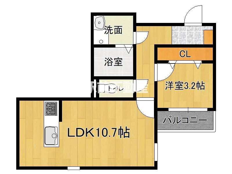 石丸3丁目AP仮(1LDK/1階)の間取り写真