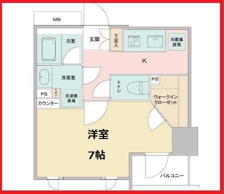 カバナ浅草(1K/7階)の間取り写真