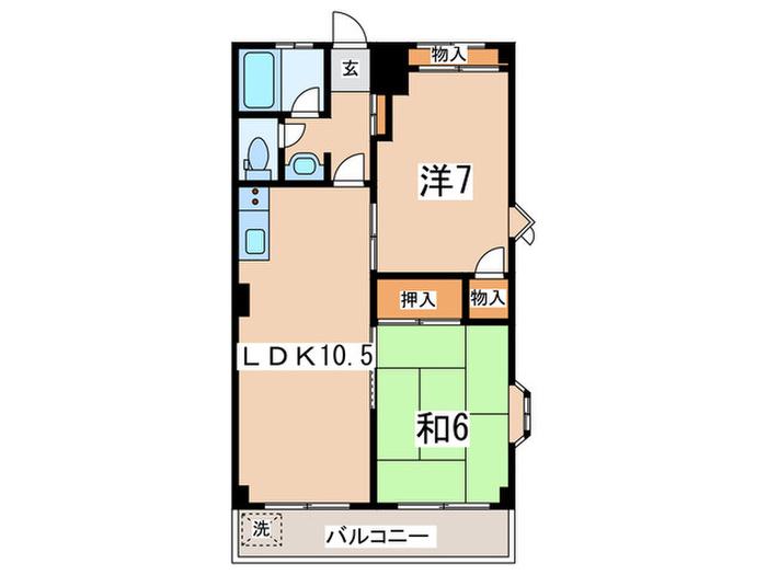 カートレジデンス(2LDK/3階)の間取り写真