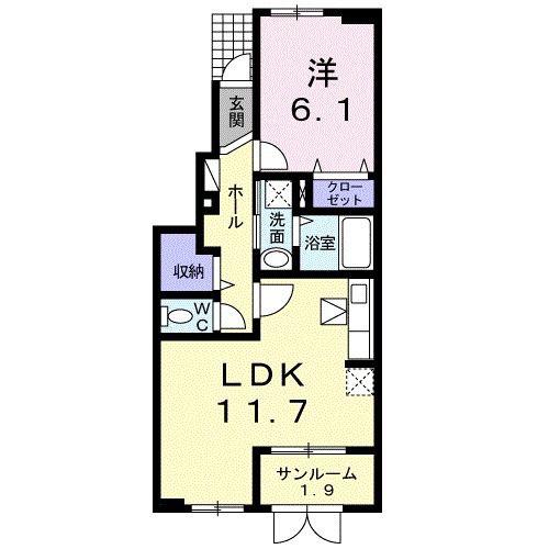 カーサ アルバ(1LDK/1階)の間取り写真