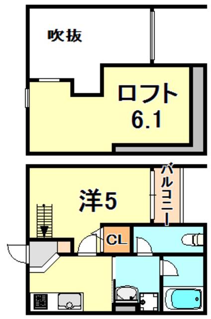ラネージュ五色山(1K/1階)の間取り写真