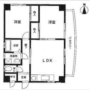 ルミエール塩釜(2LDK/5階)の間取り写真