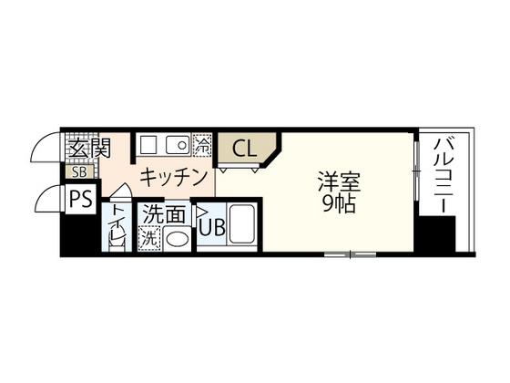 アクアシティ本川町(1K/6階)の間取り写真