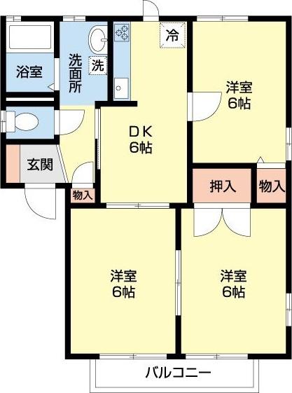 グリーンヒルB(3DK/2階)の間取り写真