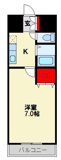サンヒルズ八千代(1K/7階)の間取り写真