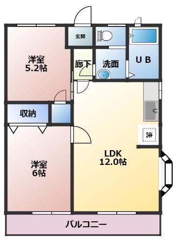 エステートオギシマ(2LDK/1階)の間取り写真