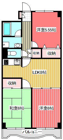 ダイヤメゾン戸田公園(3LDK/5階)の間取り写真